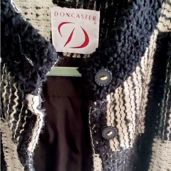 Vintage Doncaster Patchwork Wool Blend Jacket Coat Black & White Size M? - Picture 10 of 16